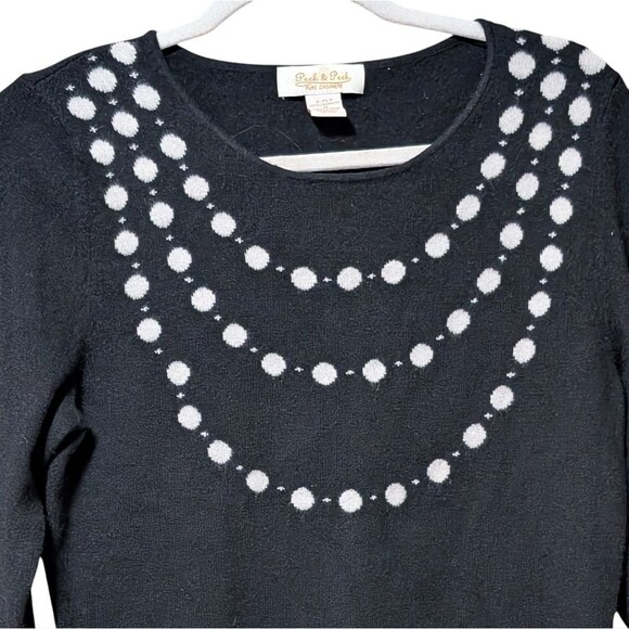Peck & Peck 100% cashmere sweater Medium polka dot necklace quiet luxury cozy - Picture 6 of 9